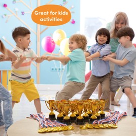 THE TWIDDLERS - 48 Piece Plastic Trophy & Medals Awards Winner Set - Perfect for Competitions, Football, Dance, Recognition & Achievement