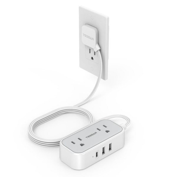 TESSAN Small Flat Plug Power Strip for Cruise Ship, TESSAN
