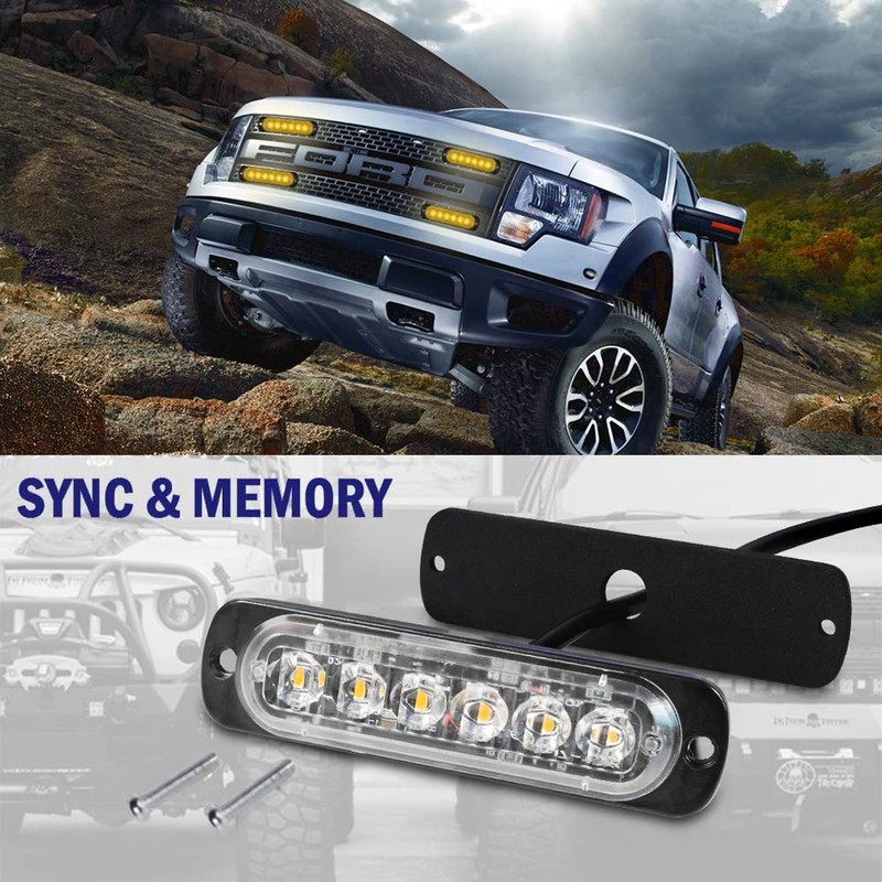 8-Pack 6 LED Amber Strobe Lights Vehicles Trucks Emergency Strobe