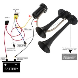DriSentri Train Horns for Truck, 12V 150dB Super Loud Dual Trumpet Air Horn Kit Truck Horns with Compressor for 12V Vehicles Trucks Pickup Trains Cars Boats, Black