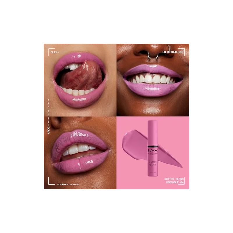 NYX PROFESSIONAL MAKEUP - Brillo de labios no pegajoso, merengue