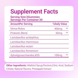 Her Juicy Feminine Probiotics Gummies for Women with Slippery Elm, Prebiotics & Lactobacillus - for pH Balance & Digestive Health, Tropical Pineapple 
