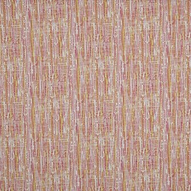 Kt KILOtela Half Panama Digital Print Canvas Fabric Organic Cotton Standard 100 by Oeko-Tex, 100 cm Long x 280 cm Wide | Geometric Thousand Stripes - Pink, Yellow - 1 Metre