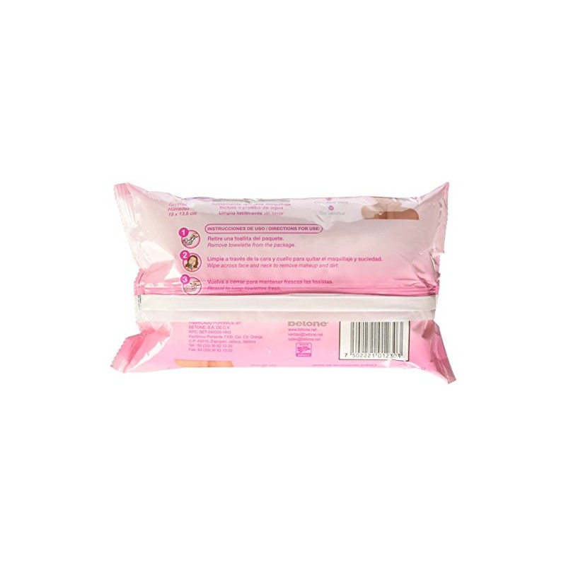 Claris Toallitas Humedas Desmaquillantes, Paquete con 40 piezas