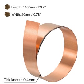 TA-VIGOR 2Pcs Copper Sheet Roll, 1000mm x 20mm x 0.4mm Pure Copper Strip Metal Foil Sheet Plate for Crafts Electrical DIY Projects