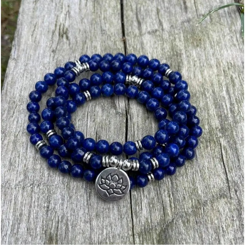 Unbranded 108 Mala Beads Prayer Lapis Lazuli Necklace Multi Strands