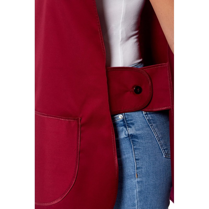 Ladies Plain With Matching Piping Tabard Apron Overalls Front Pocket
