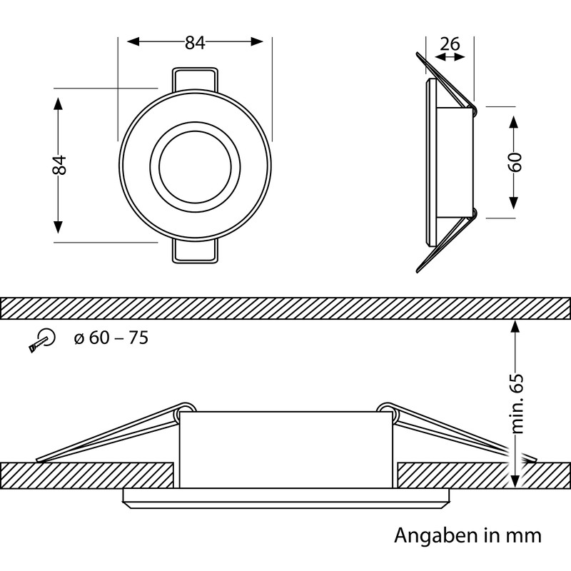 ledscom.de ERID Bathroom Ceiling Mounting Frames for Wet Rooms IP44
