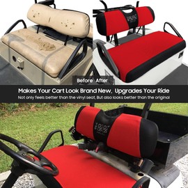 10L0L Golf Cart Seats Covers Full Set for Front Seat, Polyester Bench Seats Protectors, Universal Fit Accessories for EZGO TXT RXV & Club Car DS