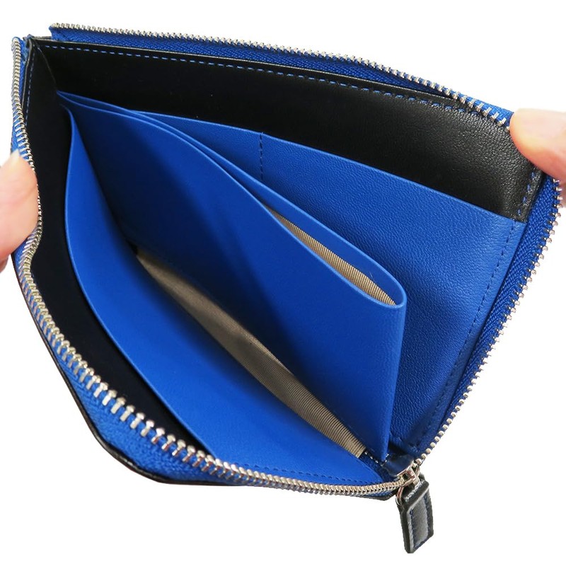 CLuaR LR0057 Goat Leather Long Wallet, L-Shaped Zipper, Thin, Small,