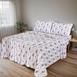 RUVANTI 100% Cotton Full Size Bed Sheets, 4 Pieces, Soft & Breathable Percale Weave Bedding, Deep Pocket 16", Hotel Standard, Crisp Cool Feel, Durable, Perfect Sheet Set Floral, Dandelion Field