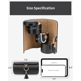 Vlando Jewellery Box Travel Accessory Storage Organizer Roll Small Faux Leather Travel Jewellery Box for Rings, Earring, Necklaces