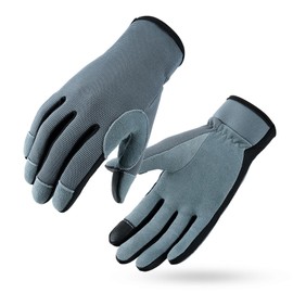 aifitbre Work Gloves for Men Women, Deerskin Gloves Utility Gloves, Soft, Lightweight and Breathable, Touchscreen Working Gloves for Construction, Mechanic, Warehouse, Gardening Work, Grey, S