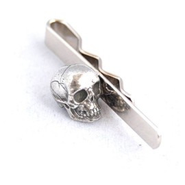 Human Skull Tie Clip (slide) in Fine English Pewter, Gift Boxed(wa)