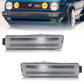 MOTRUM Front Side Marker Lights Housing Compatible with V-W Golf Mk2 II A2 GTi Jet/ta 1990-1992, [DOT] Turn Signal Marker Light Cover [No Bulbs], Replace OEM #165953155C, 2 PCS, Clear Lens