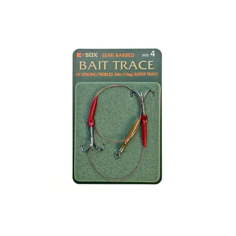 E-sox Semi Barbed Bait Trace Size 4 Ex Strong 34lb