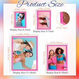 Suzile 8 Pcs Picture Frames, Solid Photo Frame Gallery Wall Frame Set Colored Solid Picture Collage Frames Multiple Picture Frame Art Frames for Photo Tabletop Display or Wall, 4 Sizes (Pink)