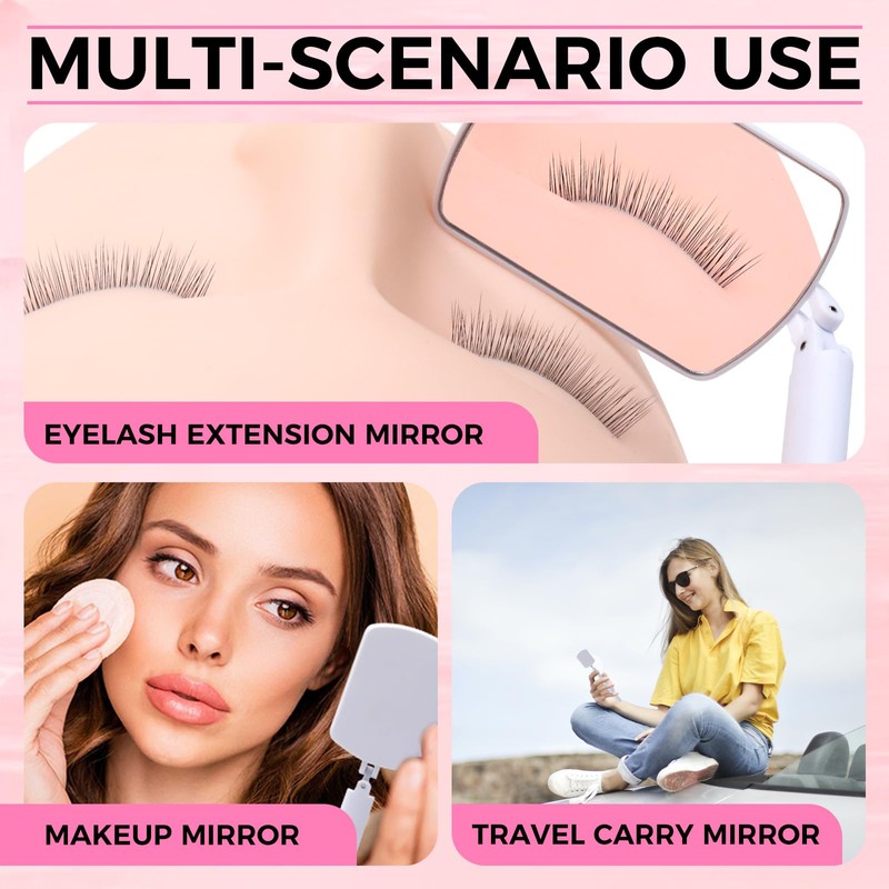 Miuffue Flexible Large Square Lash Mirror, 260°Rotation Folding Portable Eye
