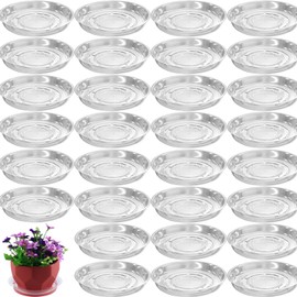 30 Pack Clear Plastic Plant Saucers 10 inch Plant Trays for Pots Plant Plate Dish for Indoor Planters Flower Pots Plant Saucer Drip Trays, Bulk