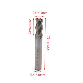 Rannb End Mill Cutter 4-Flute CNC Bit 10mm/0.4" Cutting Dia and Shank Dia - Pack of 2