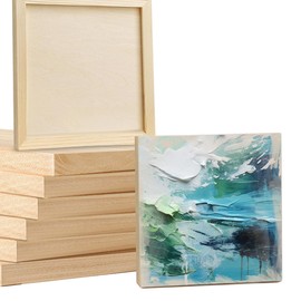 8 Pack 8 x 8 inch Wood Panel Boards,Unfinished Wood Frames for DIY Art Projects, Square Canvas for Painting, Pouring, Arts Use with Oils, Acrylics Wooden Panels Blank Boards