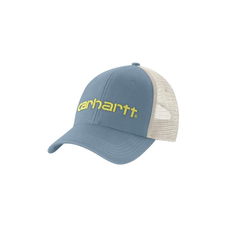 Carhartt Men's Canvas Mesh-Back Logo Graphic Cap, Thundercloud