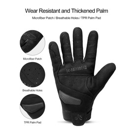 INBIKE Motorbike Gloves Motorcycle Mens Cycling Mountain Bike Summer Motor Bike Cycling Mountain MTB Full Finger Hard Knuckle Black XL