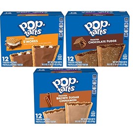 Pop Tarts Frosted Variety, S'mores, Chocolate Fudge, and Brown Cinnamon Sugar, 20 Ounce (Pack of 3) - with Make Your Day Bag Clip
