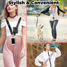 Phone Strap with Zippered Pouch, 2024 Clip and Go Strap for Phone with Wallet Crossbody, Adjustable Cross Body Phone String (Pink)