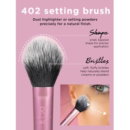 Real Techniques Professional Powder Setting Makeup Brush, Helps Lock in Foundation and Concealer, Pink, (Pack of 4)