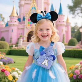 QLOVEA Initial Sling Bag, Small Sling Bags for Girls Kid, Gifts for Little Girls Kids, Girl Friend Bridesmaid Birthday Gift for Kids Daughter Sister Kid Girl Gifts Trendy Stuff Belt Bag (Blue S)