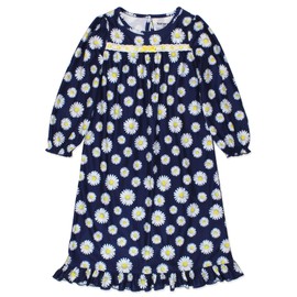 Komar Kids Pijama de camisón para niña, Azul marino/flor y brillo, 3 Años