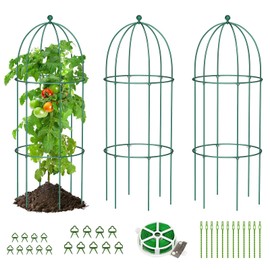 SUNYRISY Metal Garden Arch Trellis for Climbing Plants Outdoor, 15.7" x 31.5" Tomato Cage Obelisk Trellis for Flowers Cucumber Rose Vegetable Support