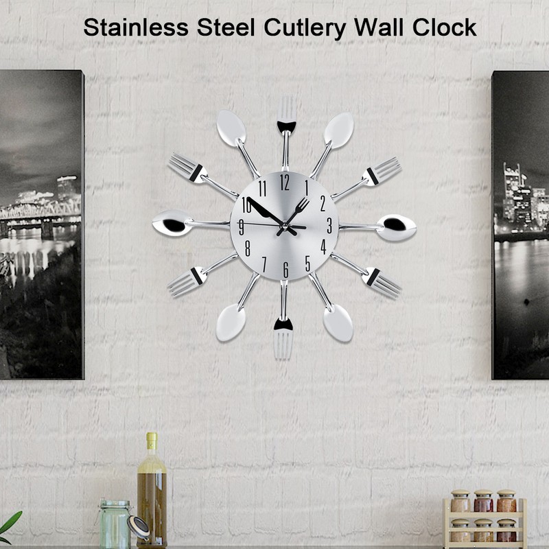 Stainless Steel Cutlery Clock Knife and Fork Spoon Wall Clock