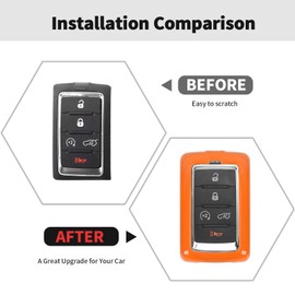 RT-TCZ Key Fob Case Cover Key Bag Holder Protection Shell Accessories for Jeep Grand Cherokee 2021 2022 2023 2024,Orange