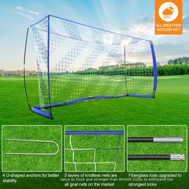 12 x 6 ft Large Portable Backyard Soccer Goal Net - Goals for Teens and Adults - Quick and Easy Set-Up, Pop-Up Design, Durable Construction, Ideal for Outdoor Games and Training - Color: Red