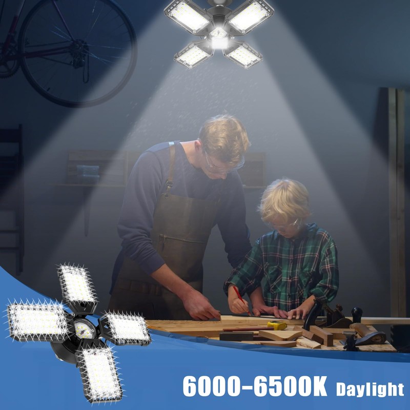 Aoretic LED Garage Lights 4 Pack -120W, 12000LM 6500K Led