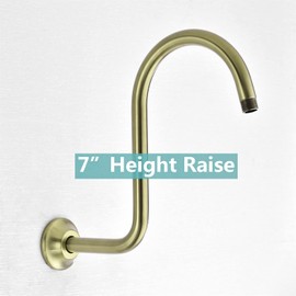 BESTILL 13 Inch S Shape Shower Head High Rise Extension Shower Arm and Flange, Brushed Gold
