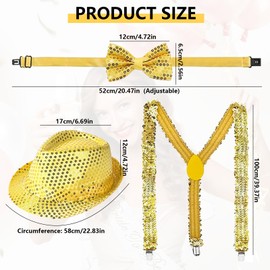 NYZQIW Glitter Outfit Men's New Year's Eve Costume Accessories, Sequin Top Hat Suspenders and Bow Tie, Glitter New Year's Eve Outfit, for Carnival Party Show, Costume Party Accessories, a