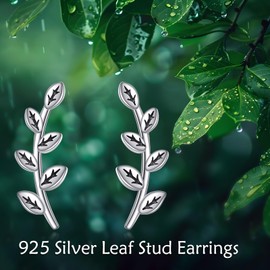 POPLYKE Leaf Earrings for Women 925 Sterling Silver Ear Climber Earrings Studs Leaf Crawler Earring Cuff Earrings for Women