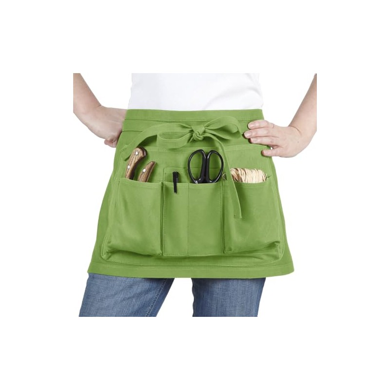 La cordeline Short Apron Cotton 7 Pocket Unisex Olive Green