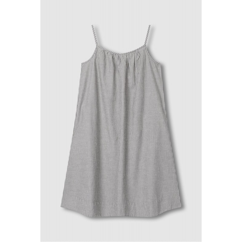JAJU [JAJU] Women's Cotton Seersucker Sleeveless Pajama Dress_Dark Charcoal