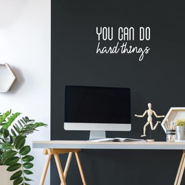 Vinyl Wall Art Decal - You Can Do Hard Things - 12" x 19" - Modern Motivational Optimism Quote Sticker for Home Office Workout Gym Bedroom Living Room Classroom Coffee Shop Decor (White)