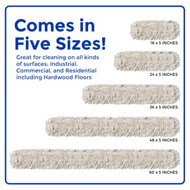 Nine Forty 18" Premium Cotton Dust Mop Kit - Heavy Duty Mop Head with Handle for Industrial, Commercial, and Residential Cleaning - Dry Floor Duster for Hardwood Surfaces - White