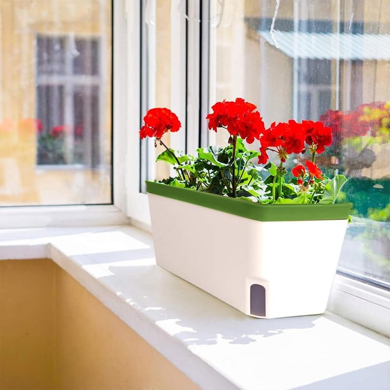 AIMALL Self-Watering Balcony Vegetable Pot for Growing Cilantro, Onions, Herbs,