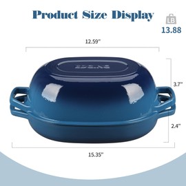 EDGING CASTING Enameled Cast Iron Dutch Oven Pot with Lid, Oval Dutch Oven for Bread Baking, Bread Oven for Homemade Sourdough Bread Baking, 7qt, Lake Blue