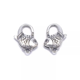 925 Sterling Anti-Silver Color Fish Shape Clasp Size 11x16mm 1PCS Per Bag
