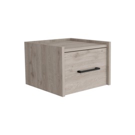 Tuhome Boa Floating Nightstand, Wall-Mounted Single Drawer Design with Handle- Light Grey