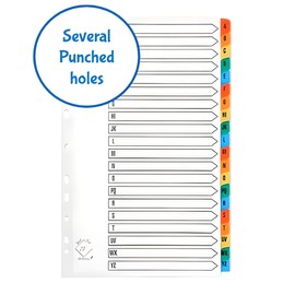 A4 A-Z Divider Multi Coloured Tabs Alphabetical Mylar (Pack of 10)