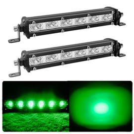 7-inch 18W Green Single Row Off-Road Led Light Bar Pods, Work Driving Fog Lights, 12V 24V Ultra-Slim Thin Waterproof Combo Flood Spot Navigation Lights for Truck ATV Boat Cars Tractor, 2X Green, 36W